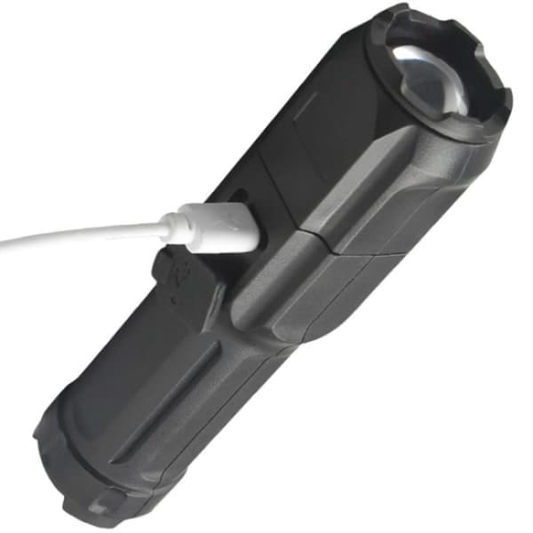 Ladattava LED-taskulamppu XPE Zoom musta