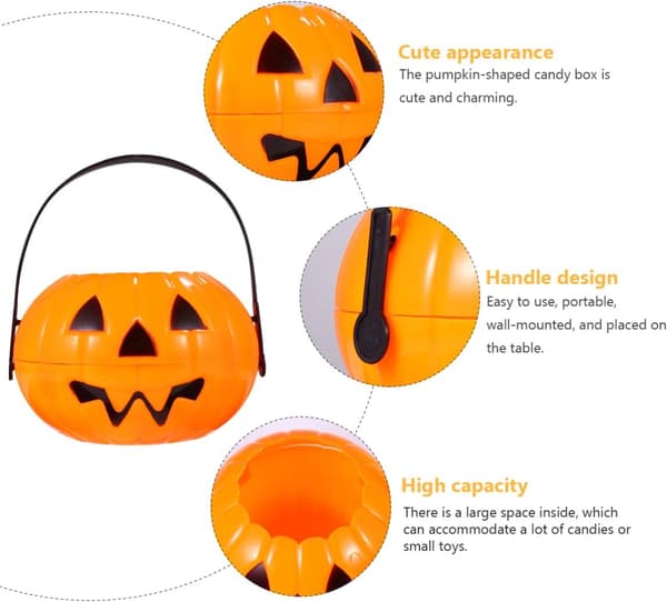 Sæt med 2 Halloween græskar spand slik spand Jack-O-Lantern Tri