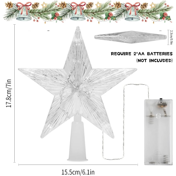 Julgransstjärna med 10 LED-ljus, Julgranstopper, Li