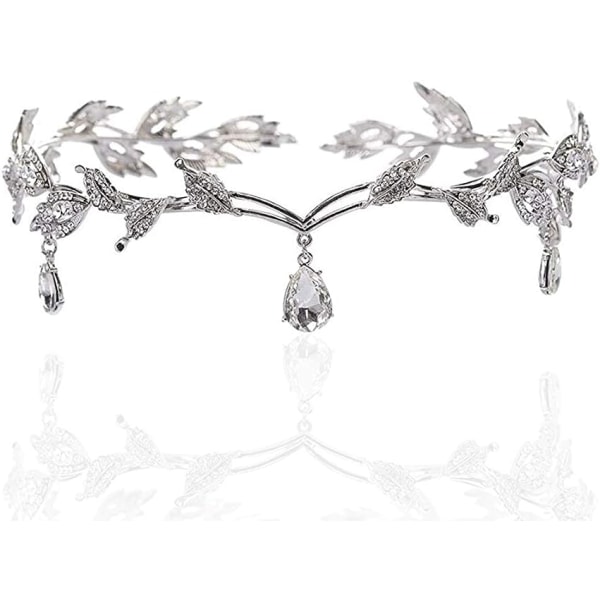 Rhinestone Crystal Tiara, Wedding Tiara, Rhinestone Leaf Crown Cr