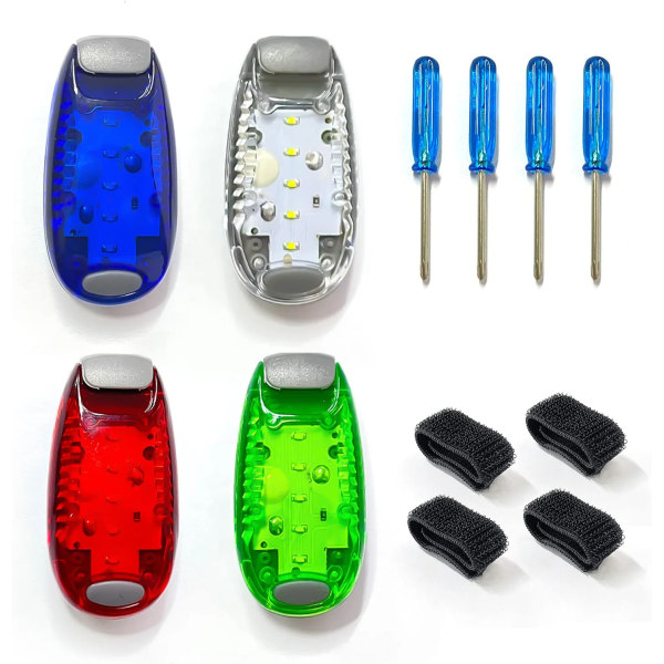 4-pack clip-on LED säkerhetsljus för nattlöpning, bergsbestigning