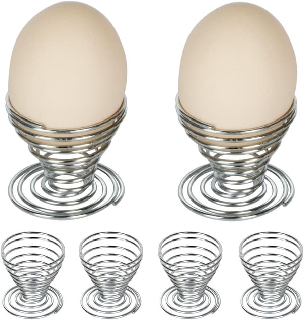 6 x Rustfrit Ståltråd Spiral Æggekopper