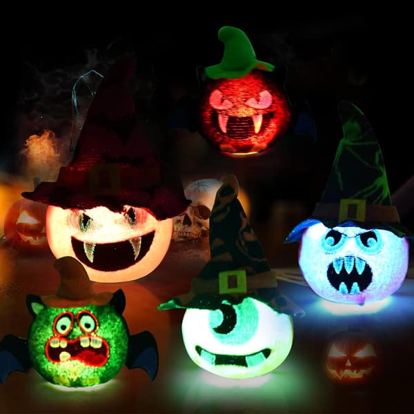 5 stk Halloween lysende gresskarlykt med LED-lys