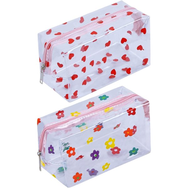 2 kappaletta 18×10×9cm läpinäkyvä meikkipussi, vedenpitävä toimistotarvike