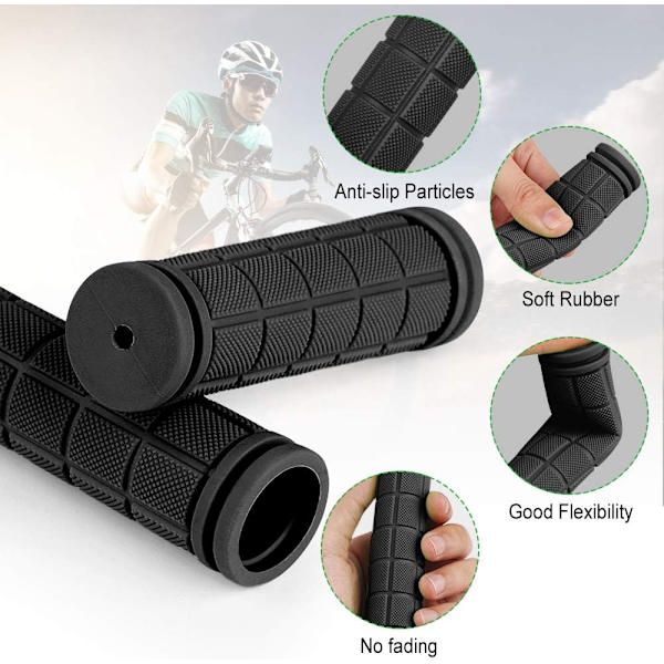(Sort) 120 mm, par ergonomiske skridsikre bløde gummigreb til cykler