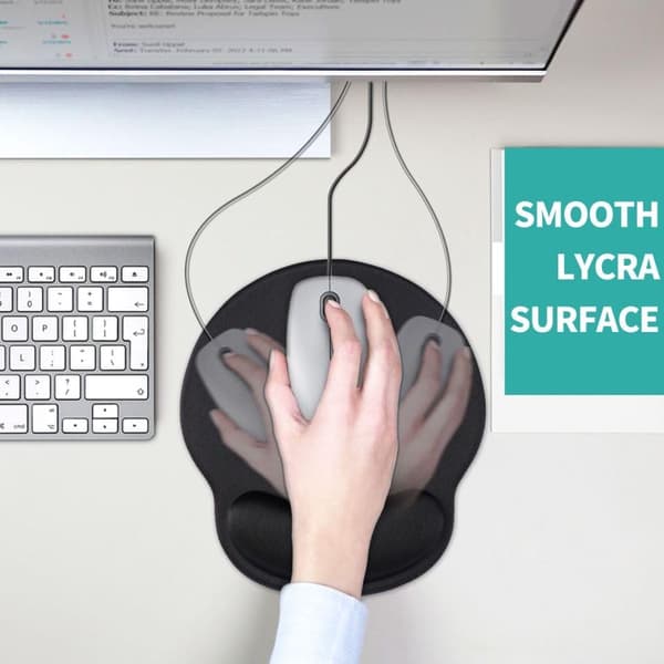 Musematte håndleddsstøtte, ergonomisk gel musematte, kul musematte