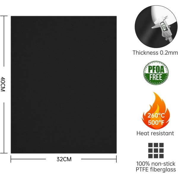 40 x 32 cm sett med 5 grillmatter - 40 x 32 cm - Teflon M