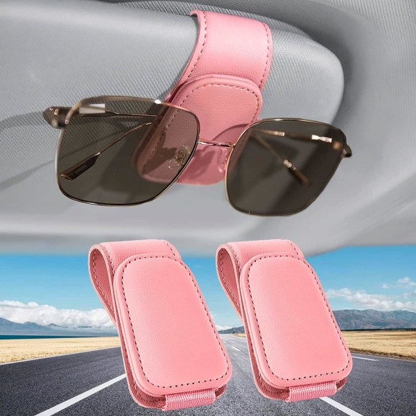 Bilbrilleholder (rosa farge), sett med 2 universell magnetisk bil