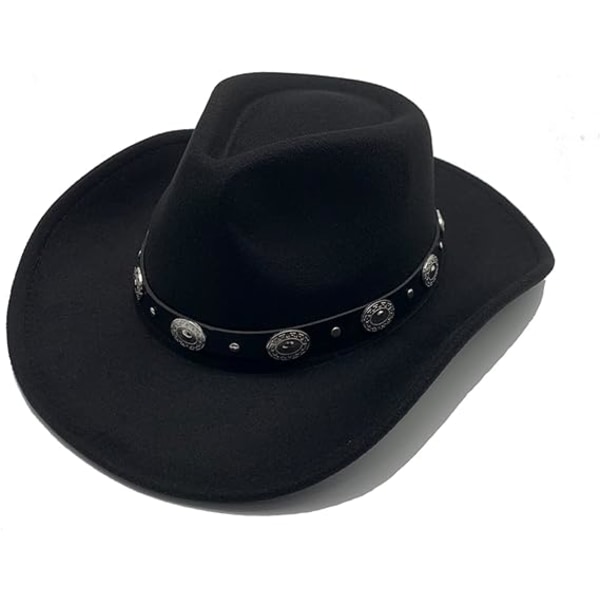 Cowboy-hattu naisille Western Jazz -hattu miehille Musta