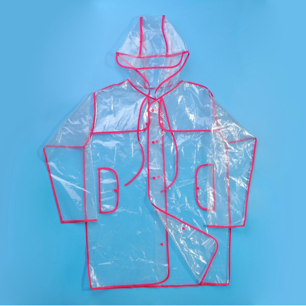 Rosa röd Fashionable vuxen transparent miljövänlig regnrock trav