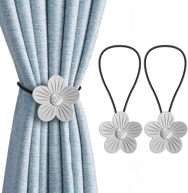 2-pack magnetiska gardinuppsättningar, utsökt blomform, ingen borrning
