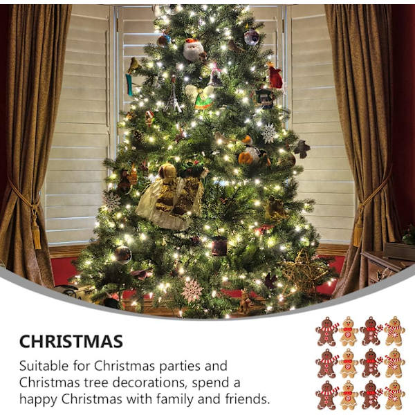 12 stk Pepperkake Mann Ornamenter Juletre Ornamenter Chri