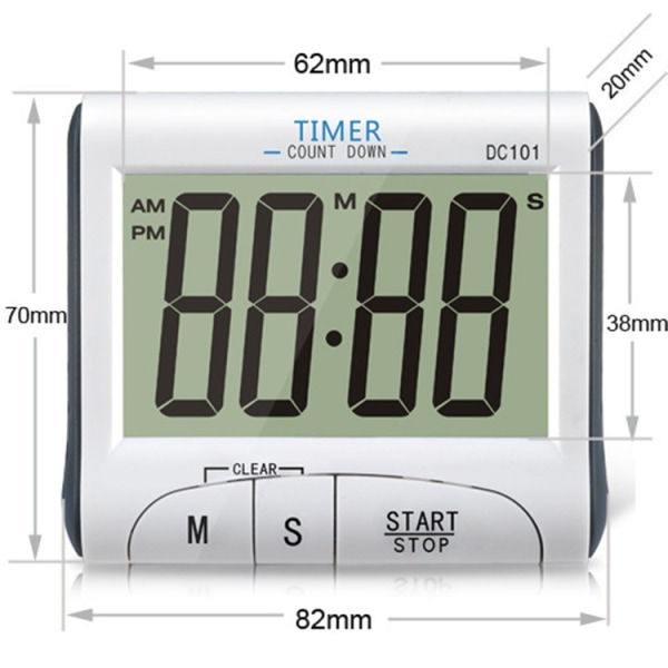 Køkken Timer, 24H Digital Magnetisk Elektronisk Køkken Timer Digi