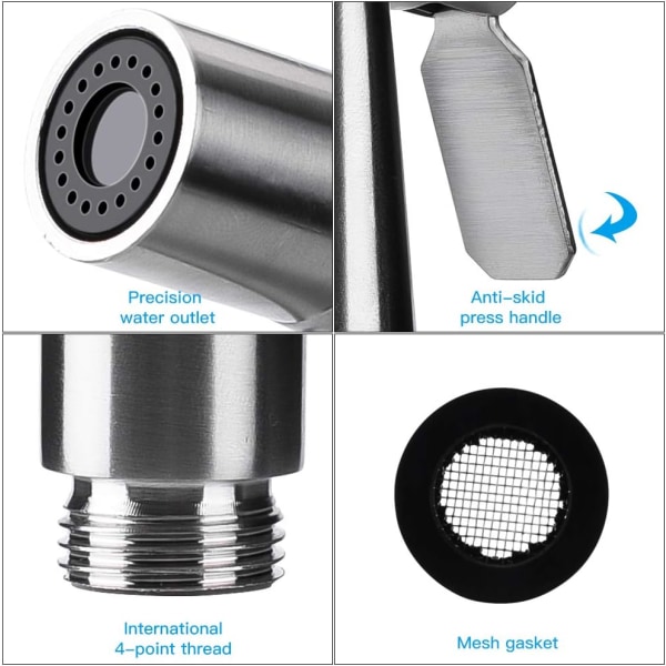 Toilet Sprayer i rustfrit stål, standard G1/2-interface, Wat