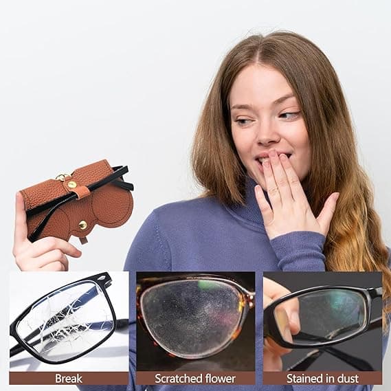 Bløde lædersolbriller etui (sort, brun og orange), bærbar
