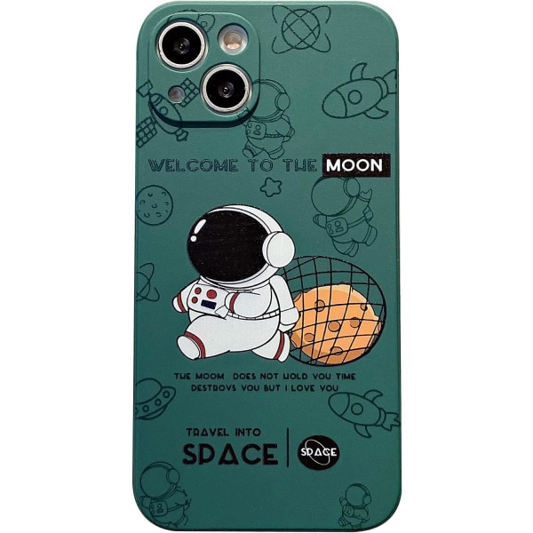Kompatibel med Cute Case for iPhone 14, Cartoon Astronaut Space