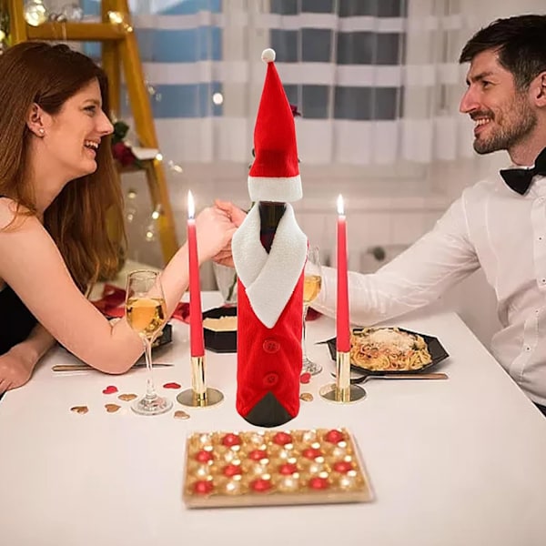 Set med 4 röda julvinsflaskepåsar, rödvinsflaskeset, Fab