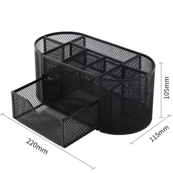 1 PC Black Desk Organiser, Metal Mesh Desk Organizer with Sliding