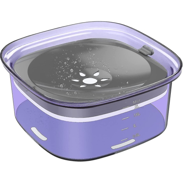 Purple, 2 Liter Dog Water Bowl, Stor kapasitet anti-spill dog wat