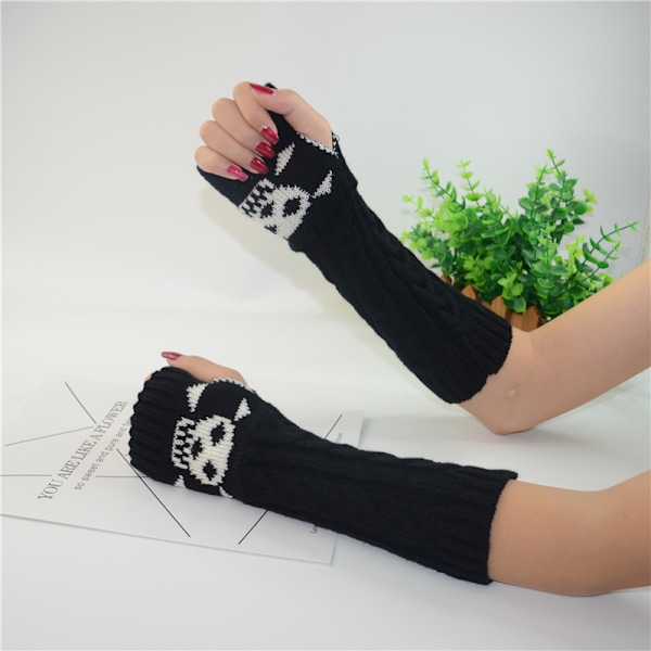 Arm Stickade Handskar Kvinnor Vinter Termiska Fingerlösa Handskar Varmt Wr