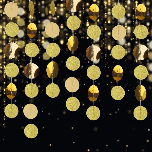 Glitterpappersgirlang Liten Rund Festdekoration Banner 16 Mete