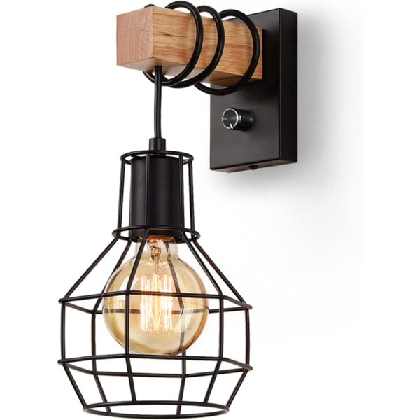 Industriell innendørs vegglampe, dimbar vintage burlampe