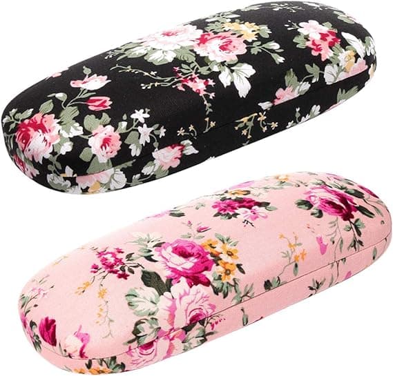 2 stk. Pink+sort Brilleetui Hard Shell til Mænd, Kvinder, Børn - F