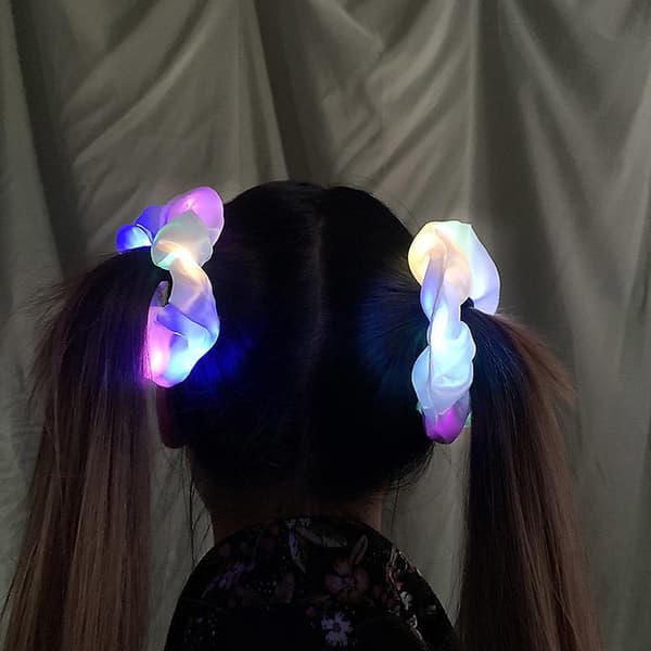 5 stk. LED lysende scrunchie lysende hårbånd, glødende