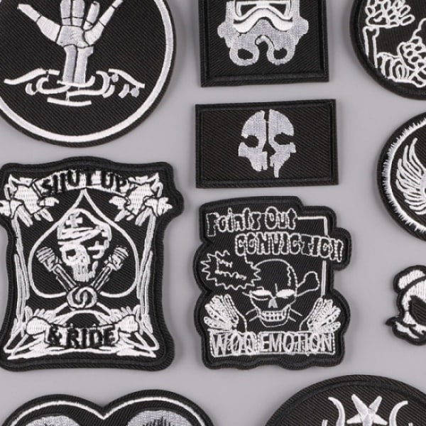 Broderi patch, (Skull/Punk) 16PCS Patch decal