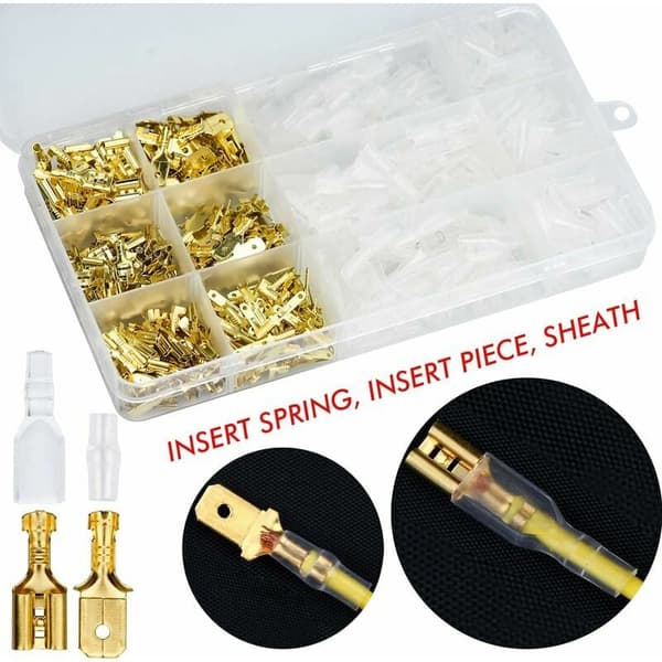 315 stk messing crimp terminaler, 2.8/4.8/6.3mm elektriske terminaler