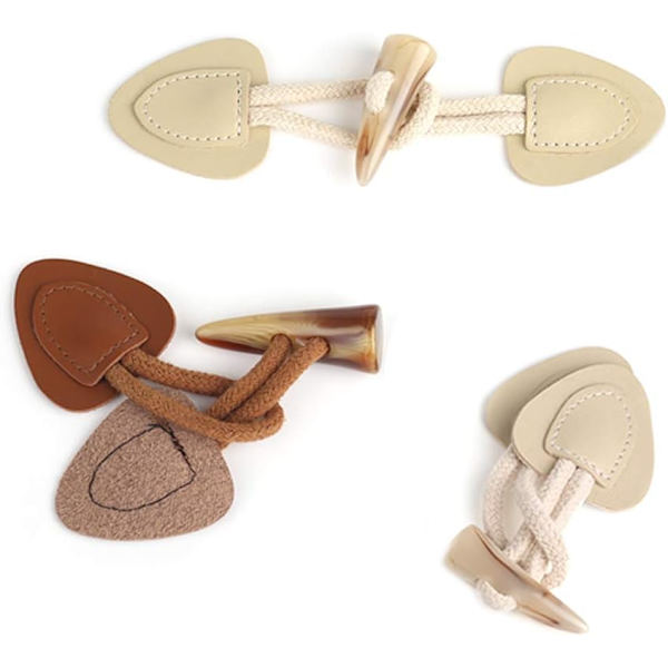 Lær Horn Toggle Knapper 8 Par Horn Feste Knapper PU Lær