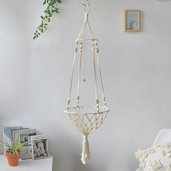1 st trä macrame katthängmatta och vävd bomullsrep att hänga (30x