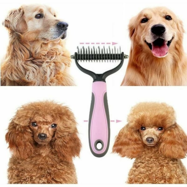 Borste för hund och katt med lång päls för grooming och underhåll