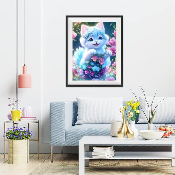 Hot sælger kat og blomst 5D DIY diamantmaleri kunst og håndværk