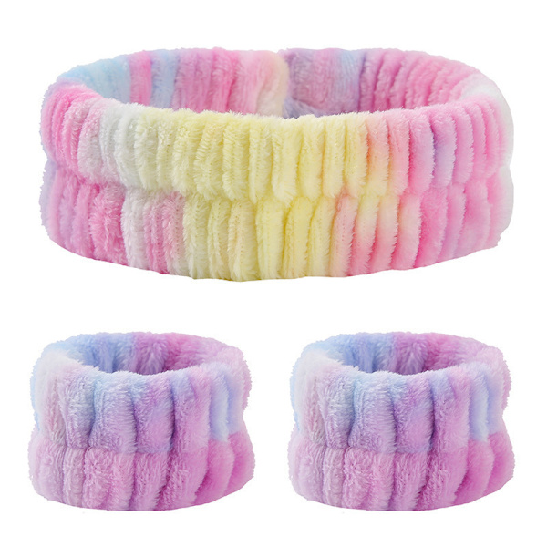 3-pack pannband för spa för handled och ansiktsrengöring, ansiktsmakeup, mikrofiber
