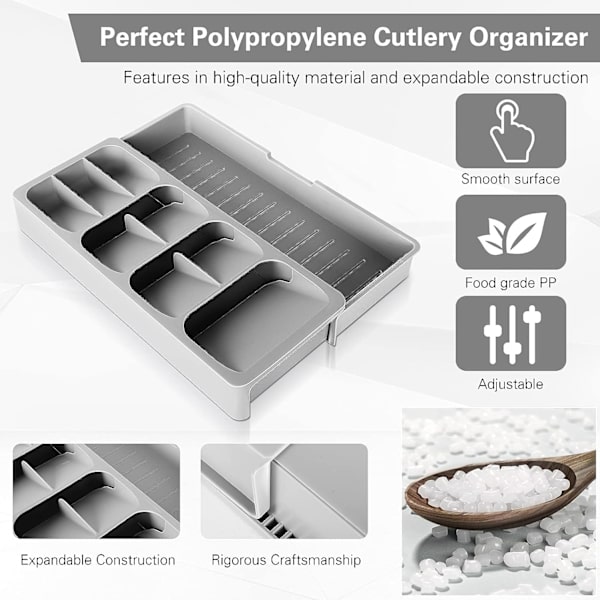 1PC（beige）Bestickorganisatör, Bestickbricka, 9 fack Lådorganisatör