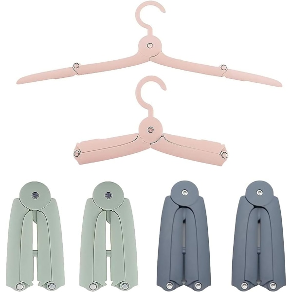 A set of 6 plastic folding hangers for vacation, camping, and tra