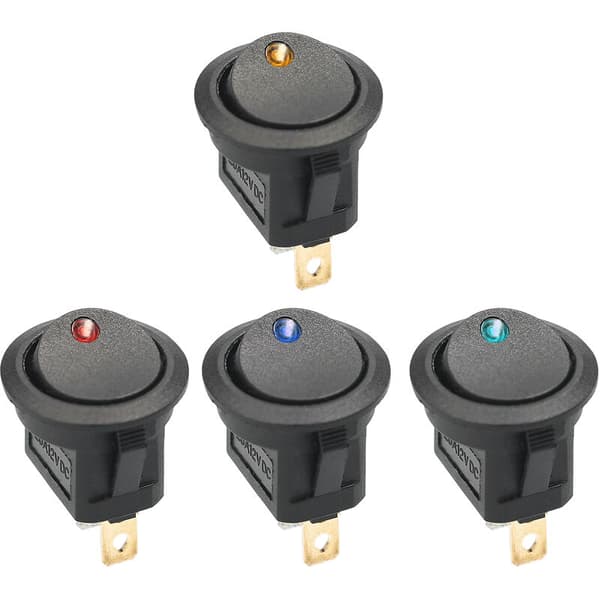 20 stk DC 12V 20A Rund Vippebryter LED Lys Vippebryter På-O