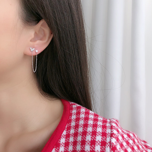 Huller Sommerfugl Halo CZ Lille Stud Cuff Wrap Kvast Kæde Crawler