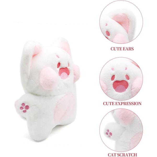 (Rosa vit, 30 cm) Söt kattplyschleksak, fyllda djuransikte Cat Pl
