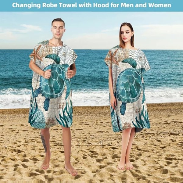 1 kpl Pikakuivuva Mikrokuitu Surf Poncho Pyyhe, Hupullinen Poncho, Changi