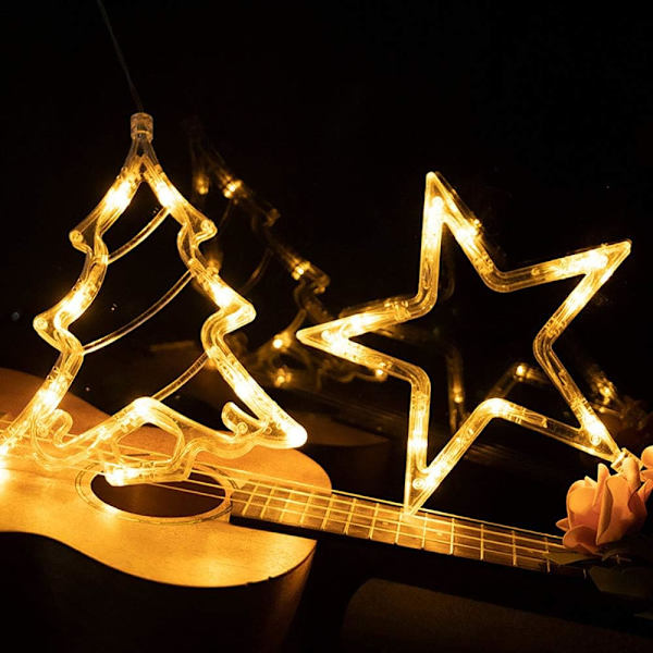 4 st Ljusstarka Jul Fönsterlampor LED Sugkopp Jul