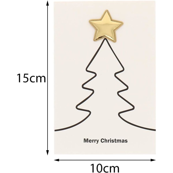 Sarja 6 kpl 3D-kultaista jouluntähtikorttia kohokuvioituina