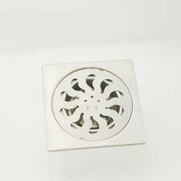 Rustfrit gulvafløb 100x100 mm - lodret udløb