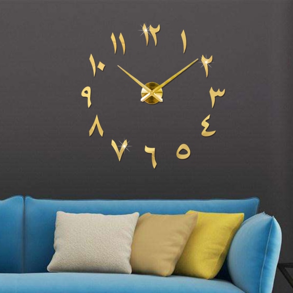 Överdimensionerad Creative Wall Clock DIY Mirror Väggklocka Spegelvägg C