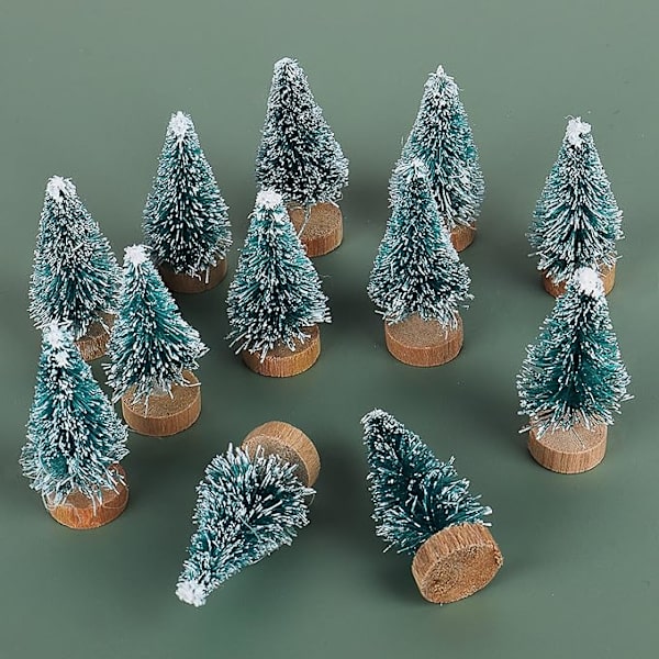 12-pakke med miniatyrjuletrær, juledekorasjoner for kunstprosjekter