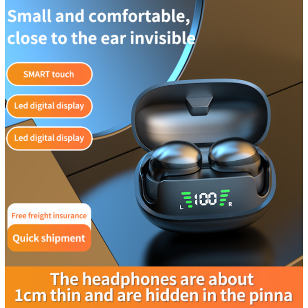 Mustat langattomat Bluetooth-kuulokkeet, Bluetooth 5.3 -kuulokkeet, I
