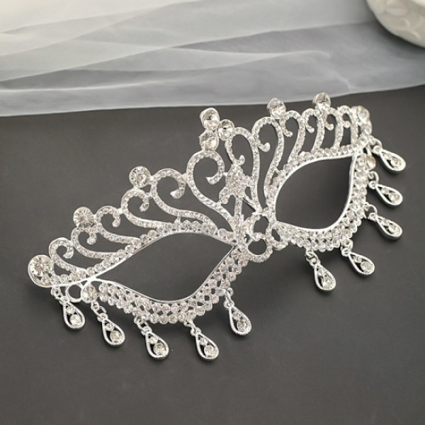 Sølv Festartikler Kit 1stk Kreativ Festmaske Chic Rhinestone
