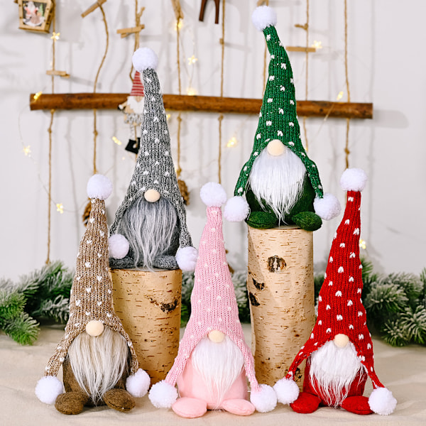 5 stk Jule-Nisse Dukker, Håndlagde Julepynt