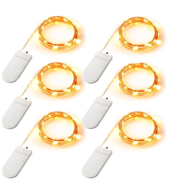 6 st Micro 2m 20 LED-lampor Batteridriven Ljusslinga